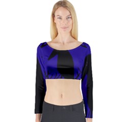 Halloween Raven - Deep Blue Long Sleeve Crop Top