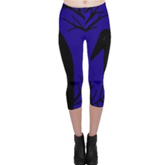 Halloween Raven - Deep Blue Capri Leggings 