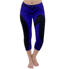 Halloween Raven - Deep Blue Capri Winter Leggings 