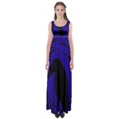 Halloween Raven - Deep Blue Empire Waist Maxi Dress by Valentinaart