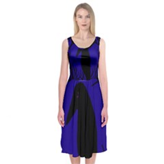 Halloween Raven - Deep Blue Midi Sleeveless Dress