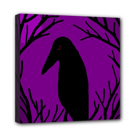 Halloween Raven - Purple Mini Canvas 8  X 8  by Valentinaart