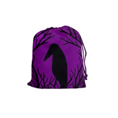 Halloween Raven - Purple Drawstring Pouches (medium) 