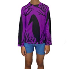 Halloween Raven - Purple Kid s Long Sleeve Swimwear