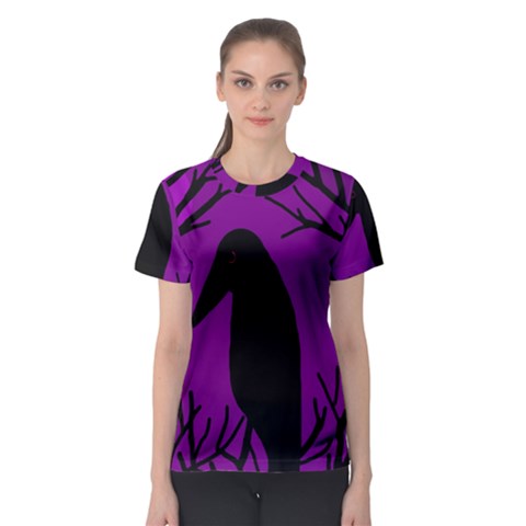 Halloween Raven - Purple Women s Sport Mesh Tee by Valentinaart