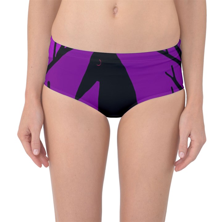 Halloween raven - purple Mid-Waist Bikini Bottoms