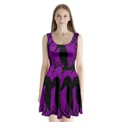 Halloween Raven - Purple Split Back Mini Dress 