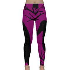 Halloween Raven - Magenta Yoga Leggings  by Valentinaart