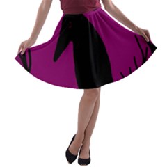 Halloween Raven - Magenta A-line Skater Skirt