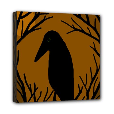 Halloween Raven - Brown Mini Canvas 8  X 8  by Valentinaart