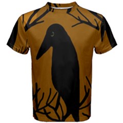 Halloween Raven - Brown Men s Cotton Tee by Valentinaart