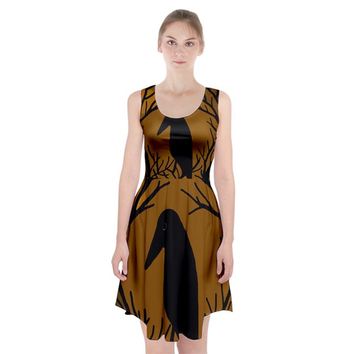 Halloween raven - brown Racerback Midi Dress