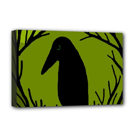 Halloween Raven - Green Deluxe Canvas 18  X 12  