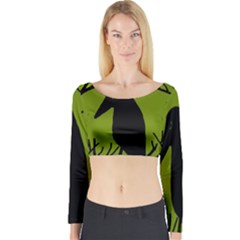 Halloween Raven - Green Long Sleeve Crop Top