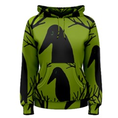 Halloween Raven - Green Women s Pullover Hoodie by Valentinaart