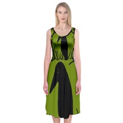 Halloween Raven - Green Midi Sleeveless Dress