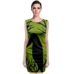 Halloween Raven - Green Classic Sleeveless Midi Dress