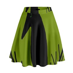 Halloween Raven - Green High Waist Skirt