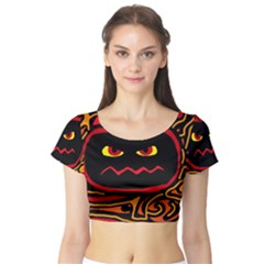 Halloween Decorative Pumpkin Short Sleeve Crop Top (tight Fit) by Valentinaart