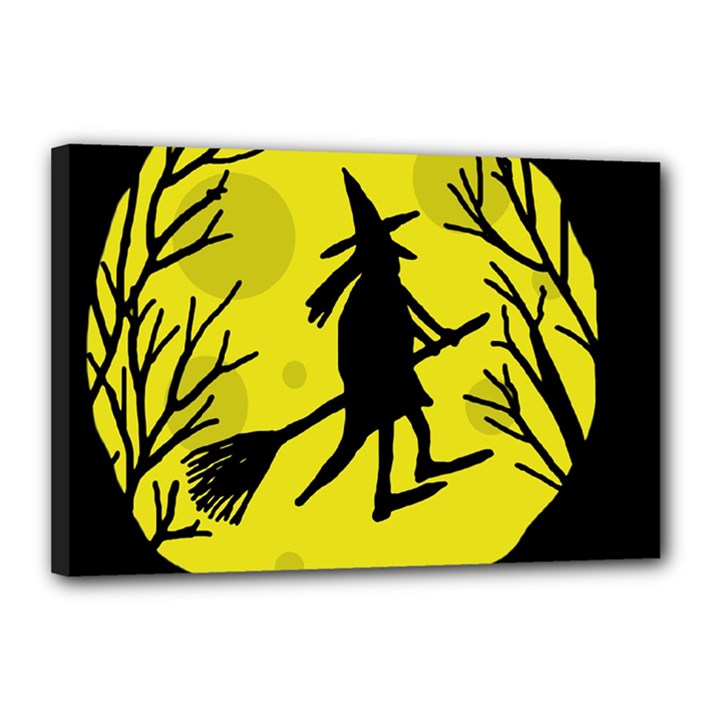 Halloween witch - yellow moon Canvas 18  x 12 