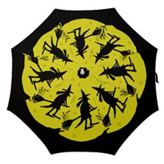 Halloween Witch - Yellow Moon Straight Umbrellas by Valentinaart