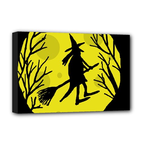 Halloween Witch - Yellow Moon Deluxe Canvas 18  X 12  