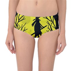 Halloween Witch - Yellow Moon Mid-waist Bikini Bottoms