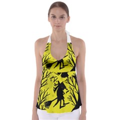 Halloween Witch - Yellow Moon Babydoll Tankini Top