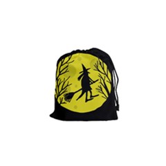 Halloween Witch - Yellow Moon Drawstring Pouches (xs) 