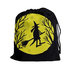 Halloween Witch - Yellow Moon Drawstring Pouches (xxl)