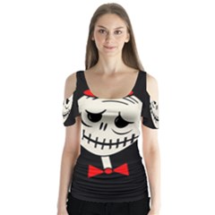 Halloween Monster Butterfly Sleeve Cutout Tee 