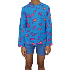 Blue And Red Neon Kid s Long Sleeve Swimwear