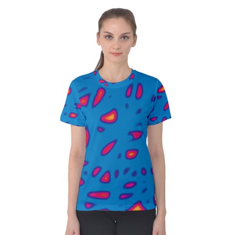 Blue And Red Neon Women s Cotton Tee by Valentinaart