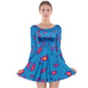 Blue and red neon Long Sleeve Skater Dress View1