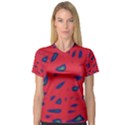 Red neon Women s V-Neck Sport Mesh Tee View1