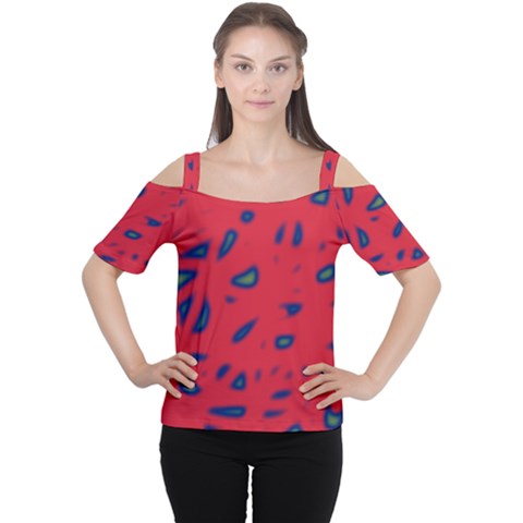 Red Neon Women s Cutout Shoulder Tee by Valentinaart