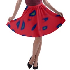 Red Neon A-line Skater Skirt