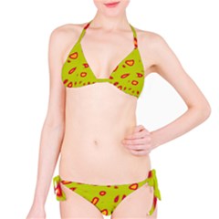 Yellow Neon Design Bikini Set