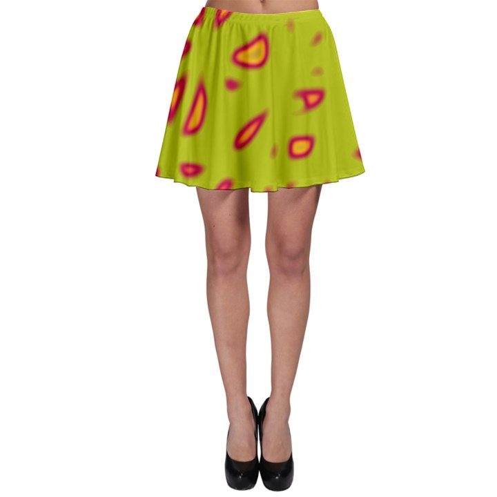 Yellow neon design Skater Skirt