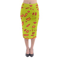 Yellow Neon Design Midi Pencil Skirt