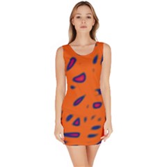 Orange Neon Sleeveless Bodycon Dress by Valentinaart