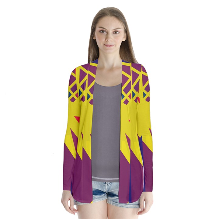 Hot abstraction Drape Collar Cardigan