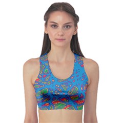 Colorful Neon Chaos Sports Bra by Valentinaart