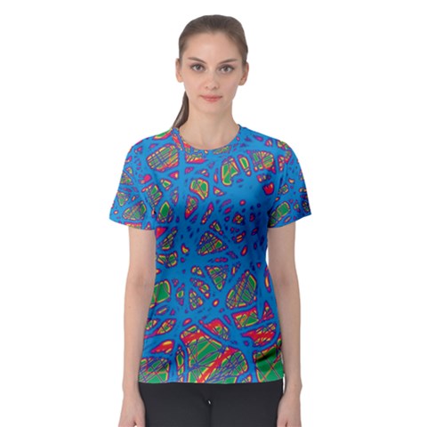 Colorful Neon Chaos Women s Sport Mesh Tee by Valentinaart