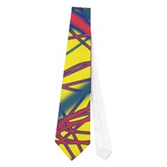 Yellow And Red Neon Design Neckties (one Side) 