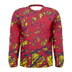 Yellow And Red Neon Design Men s Long Sleeve Tee