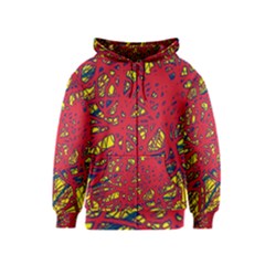 Yellow And Red Neon Design Kids  Zipper Hoodie