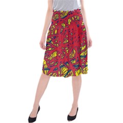 Yellow And Red Neon Design Midi Beach Skirt