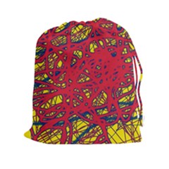 Yellow And Red Neon Design Drawstring Pouches (xxl)