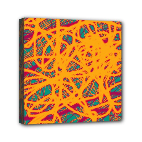 Orange Neon Chaos Mini Canvas 6  X 6  by Valentinaart